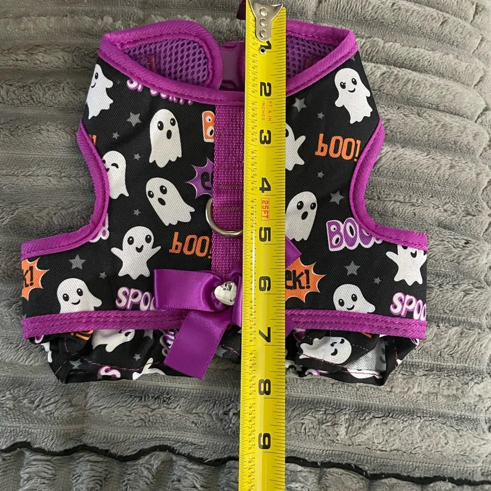Ghost-Themed Pet Harness with Purple Accents